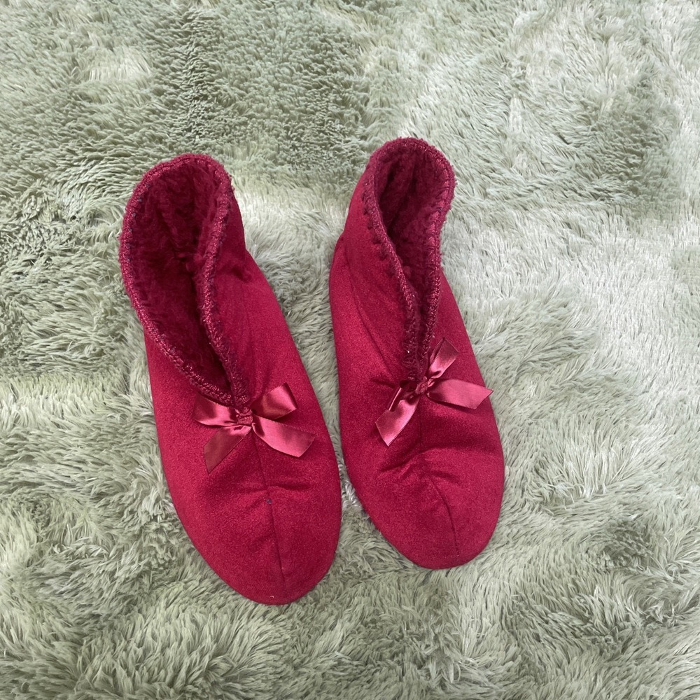 Dearfoam‎ Slippers Red Vintage Fleece House Shoes Women's 6.5-7.5